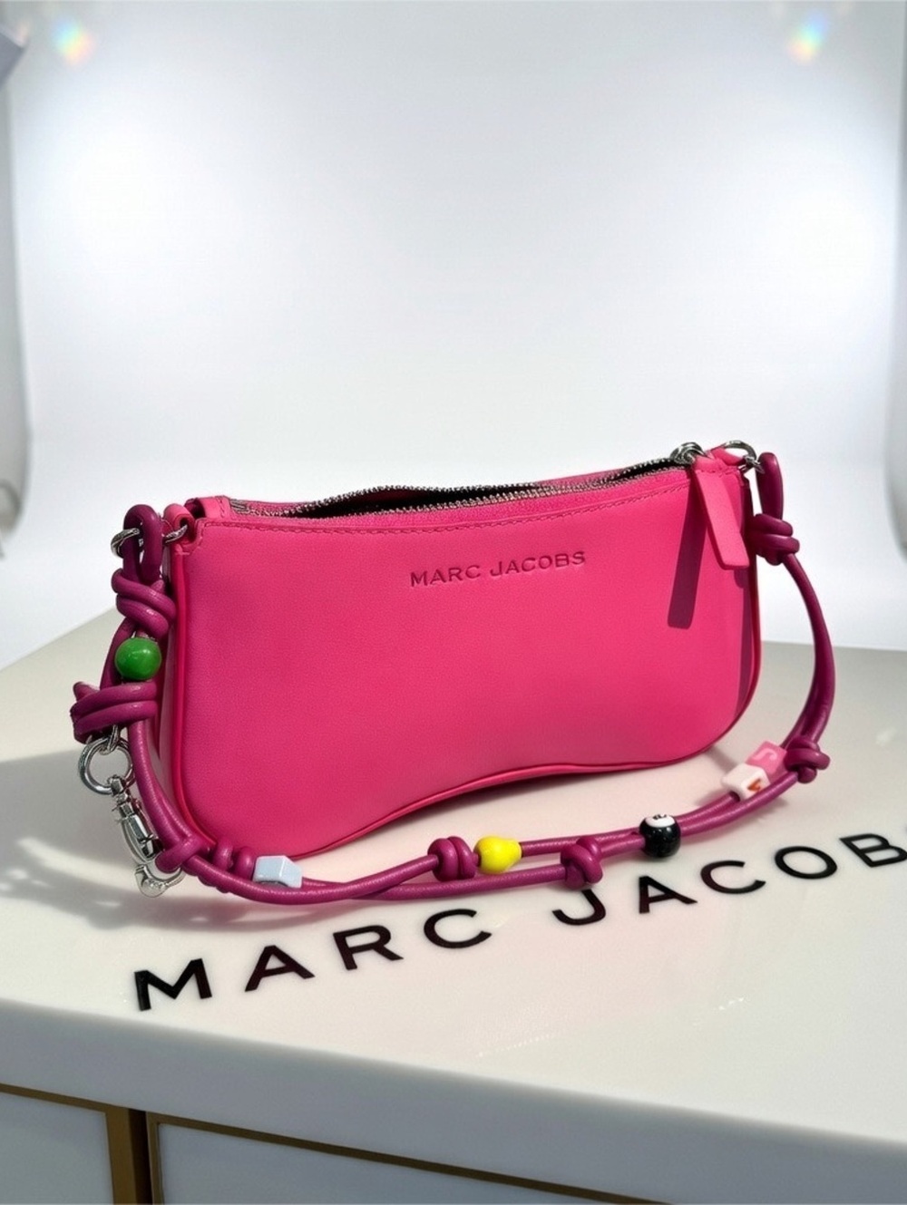 NWT Authentic MARC JACOBS Y2K Knots Colorful Beads Crossbody Bag Pink Leather - Picture 7 of 11